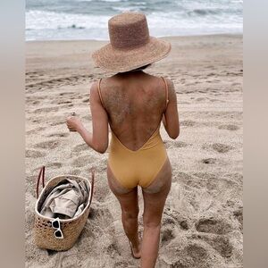 Bromelia Manaus Adjustable Bodysuit One Piece Reversible Swimsuit Caramel Ribbed